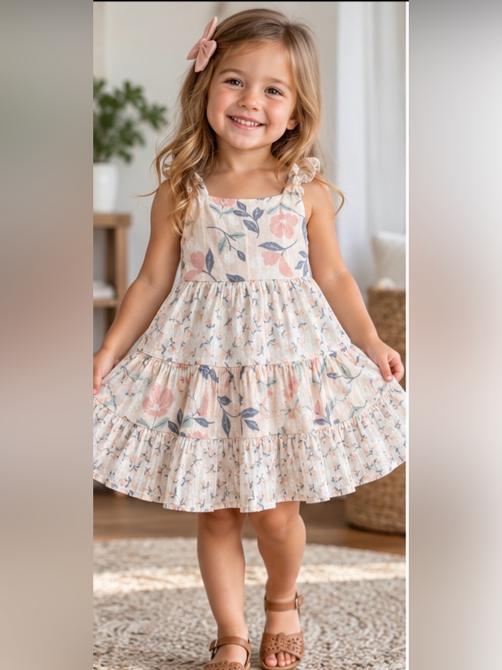 Catherine Malandrino Girls 4T Floral Tiered Sundress Cottagecore Ruffle